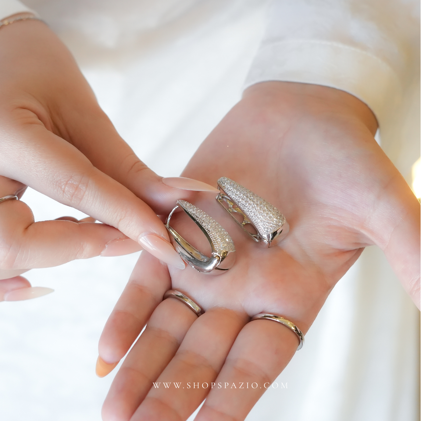 Silver Droplet Hoops
