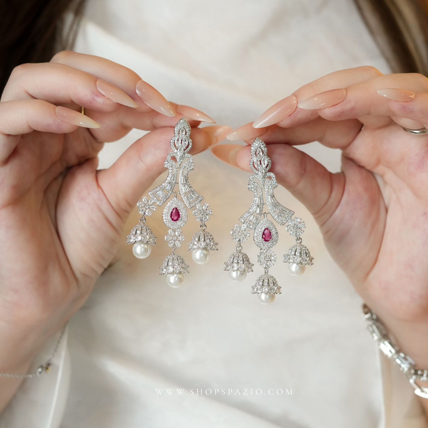 Imperial Ruby Pearl Chandeliers