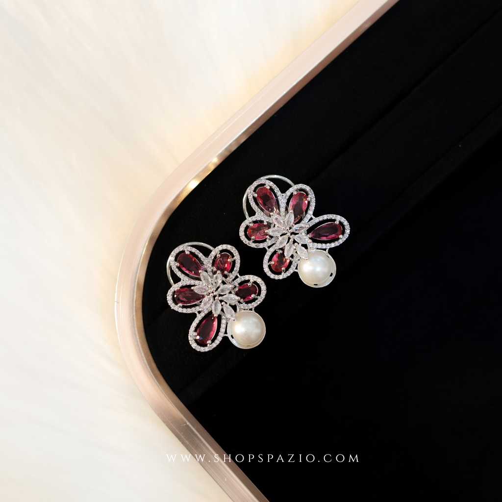 Petal Glow Earrings - Red