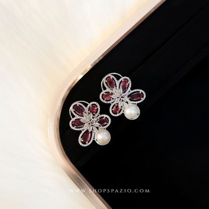 Petal Glow Earrings - Red