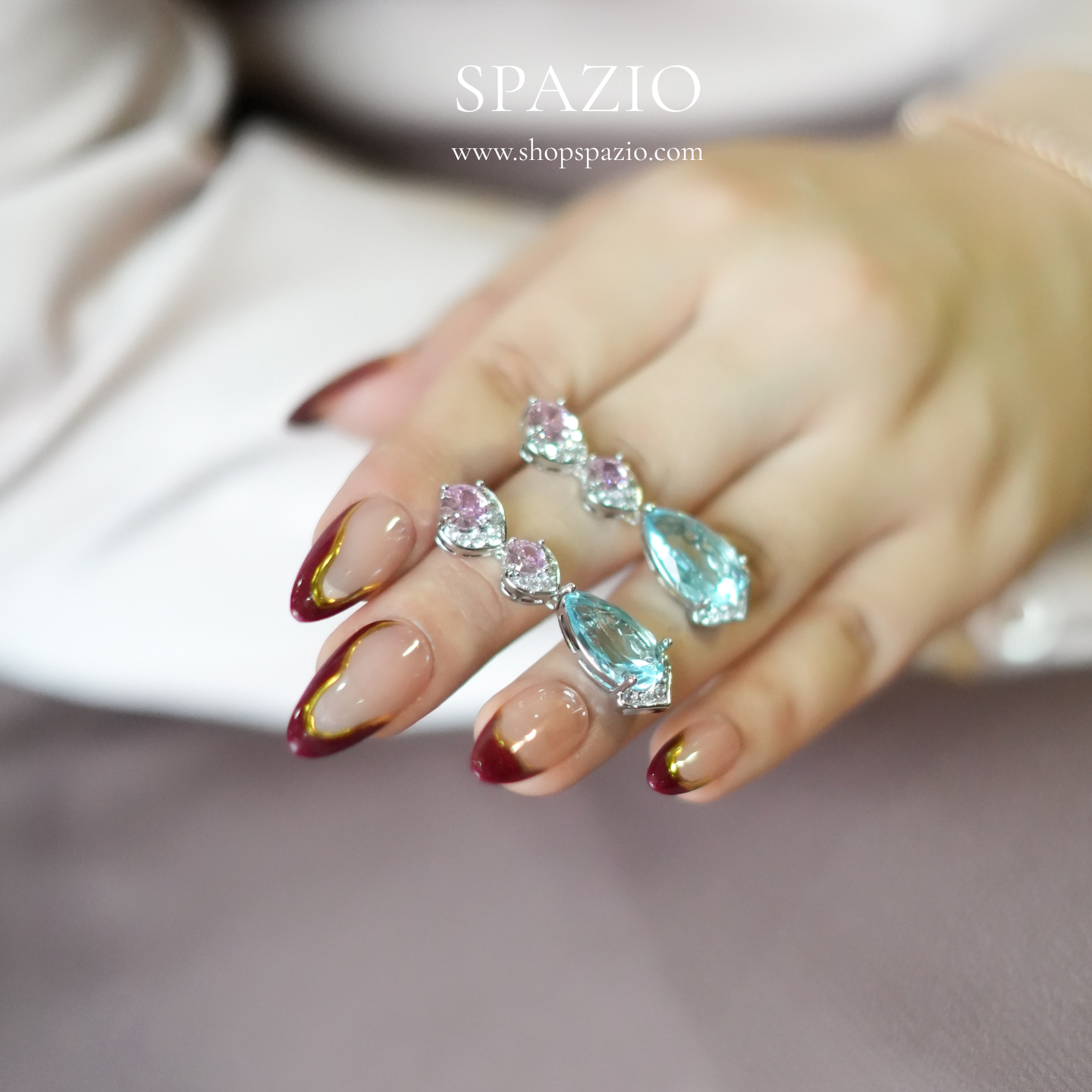 Azure Drop Zircon Earrings