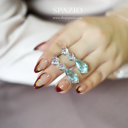 Azure Drop Zircon Earrings
