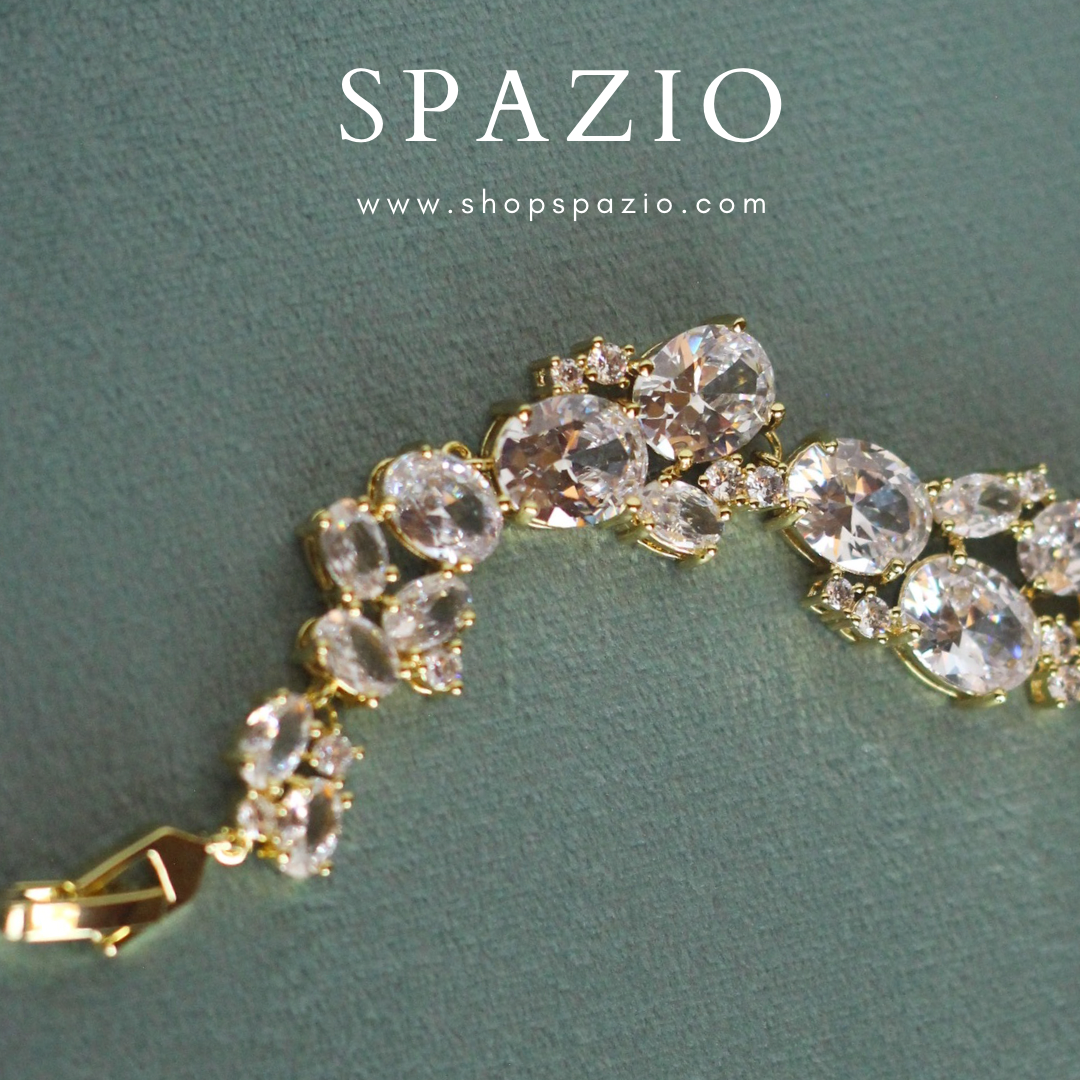 CZ Elegant Statement Bracelet-Golden