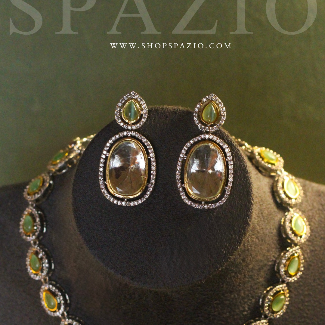 Royal Kundan Polki Set-Green