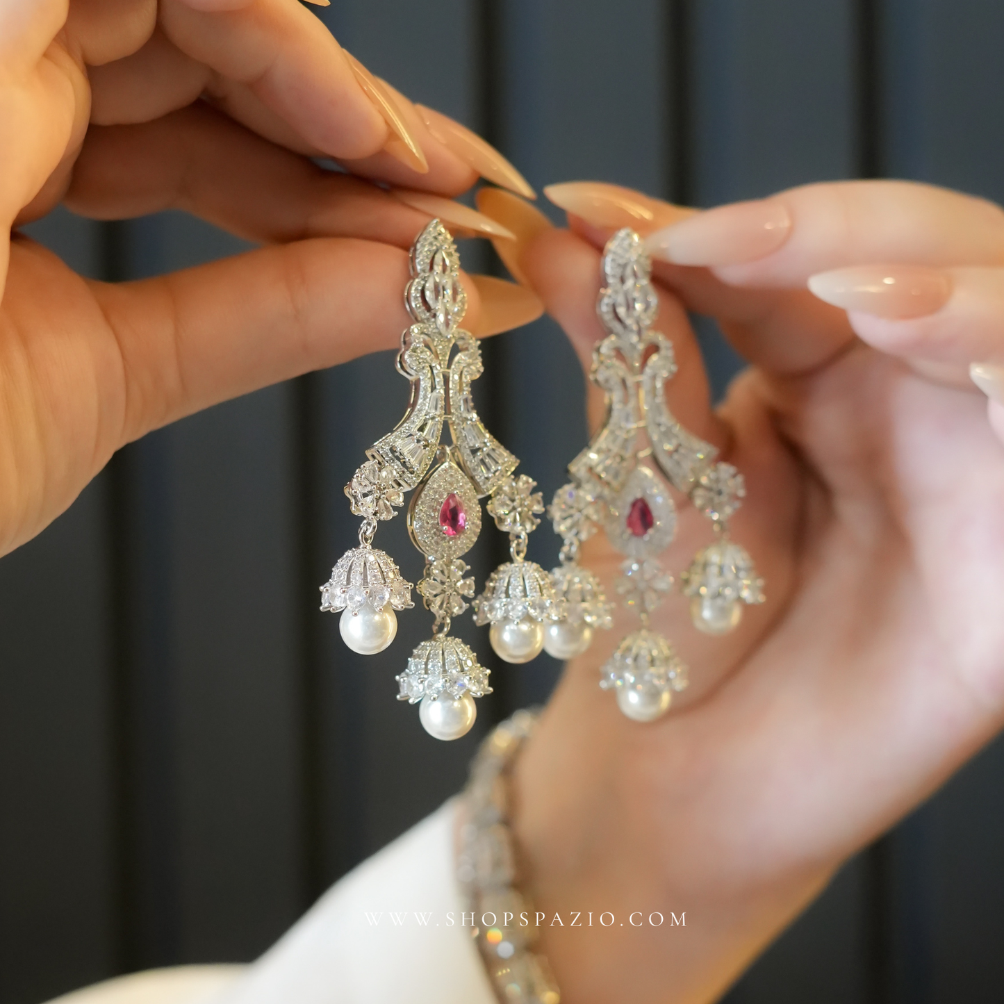 Imperial Ruby Pearl Chandeliers