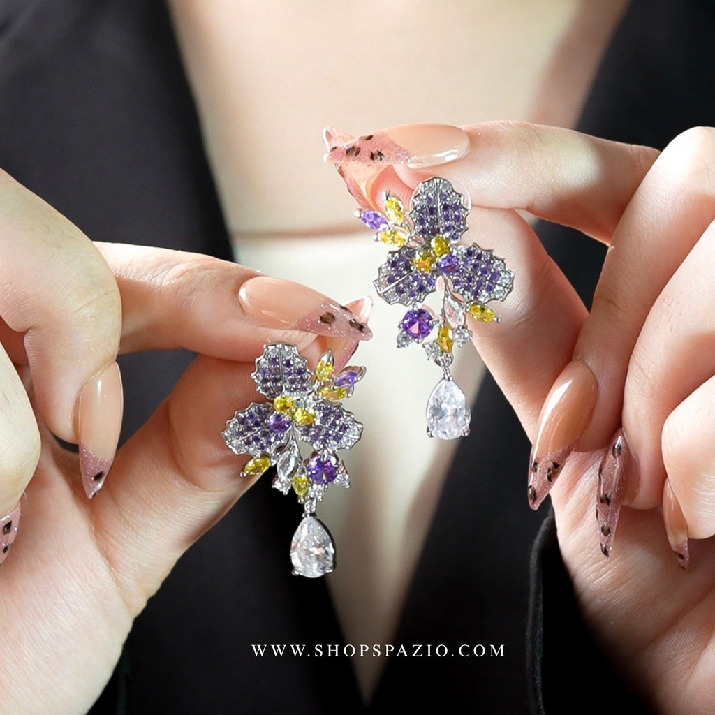 Petal Whisper Earrings - Purple