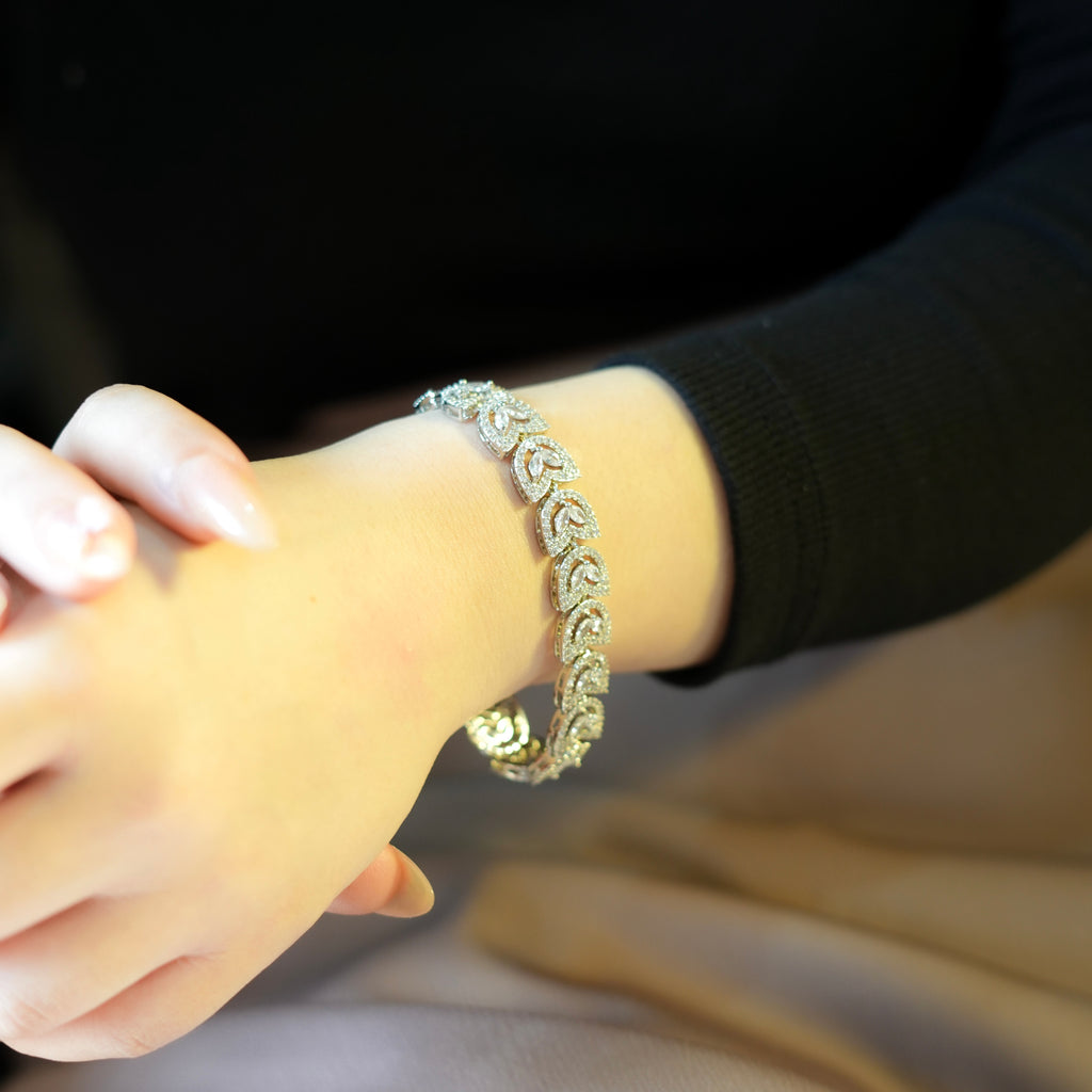 CZ Duo Leaf Bracelet