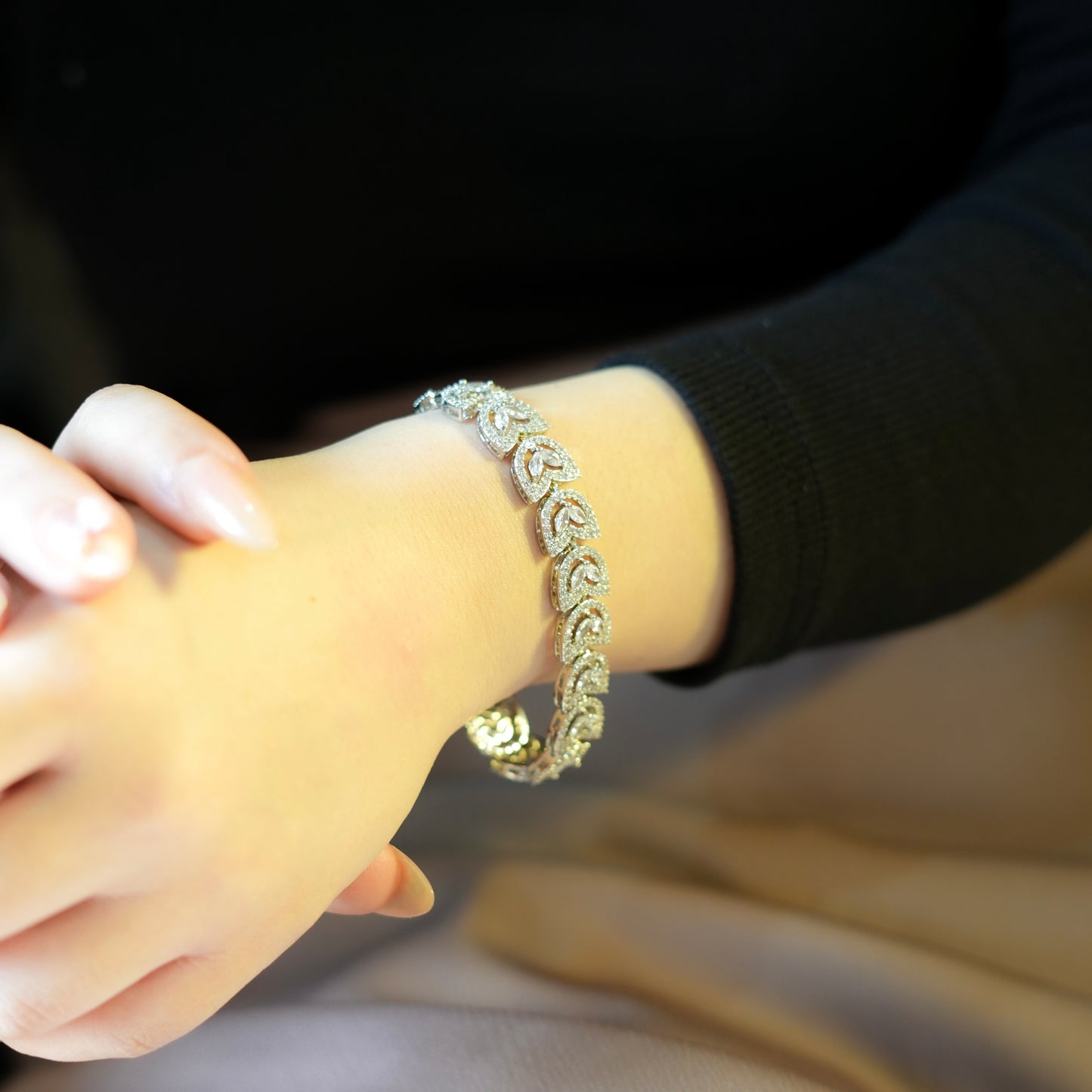 CZ Duo Leaf Bracelet