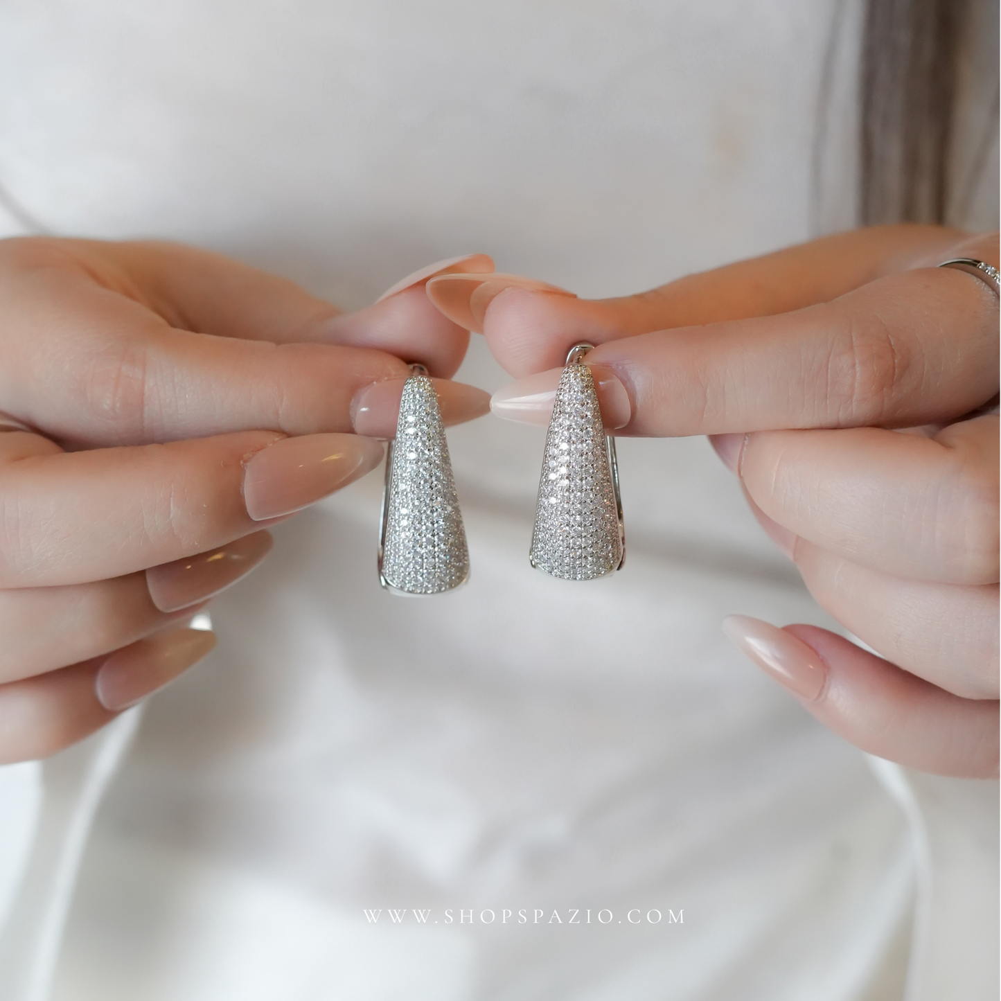 Silver Droplet Hoops