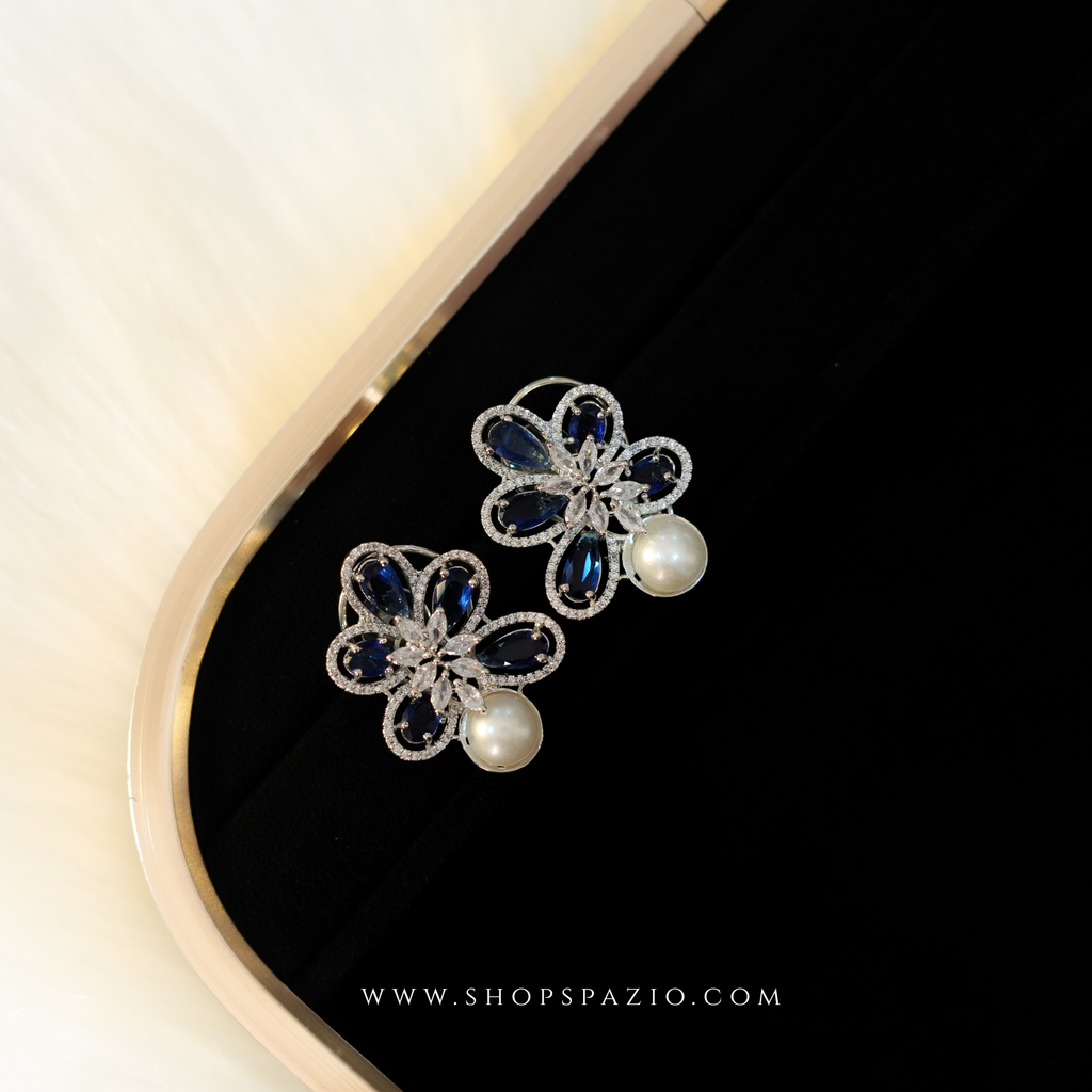 Petal Glow Earrings - Blue