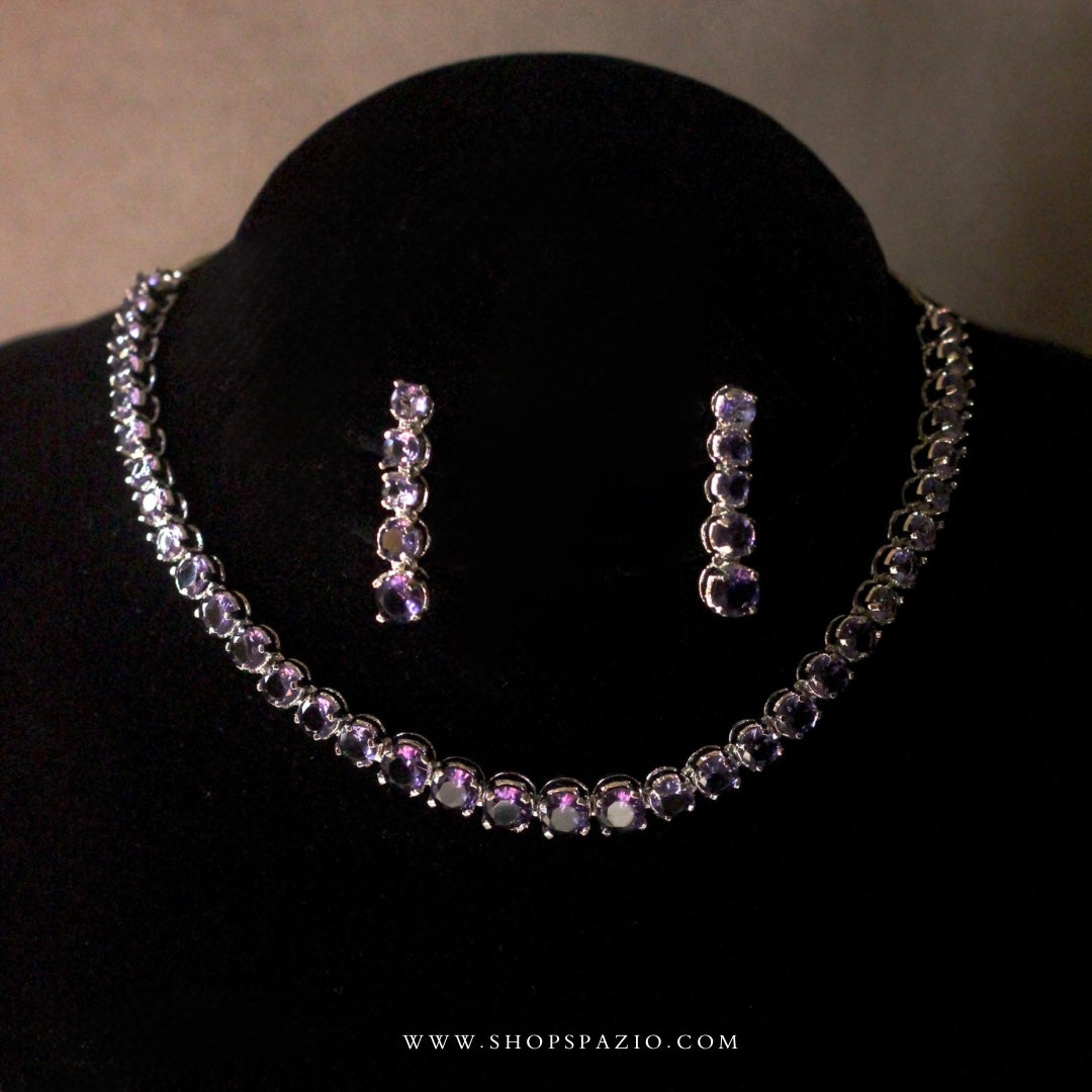 CZ Eternal Necklace Set-Purple