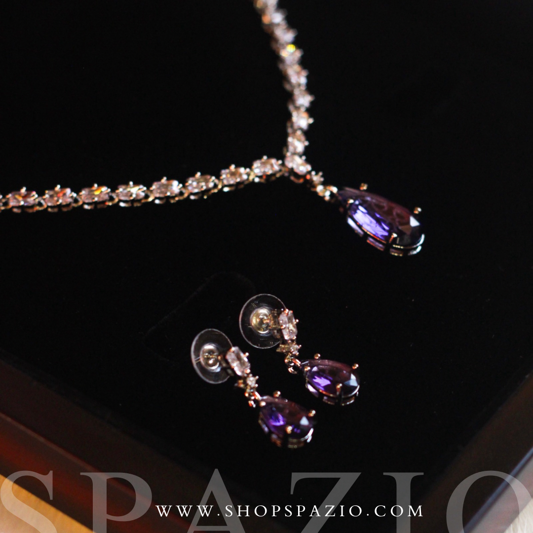 Minimal Purple Zircon Necklace Set