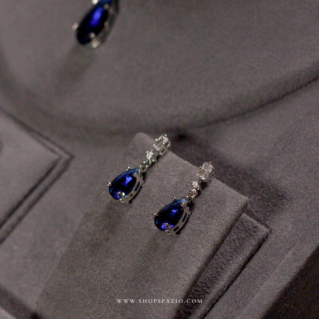 Minimal Blue Zircon Necklace Set