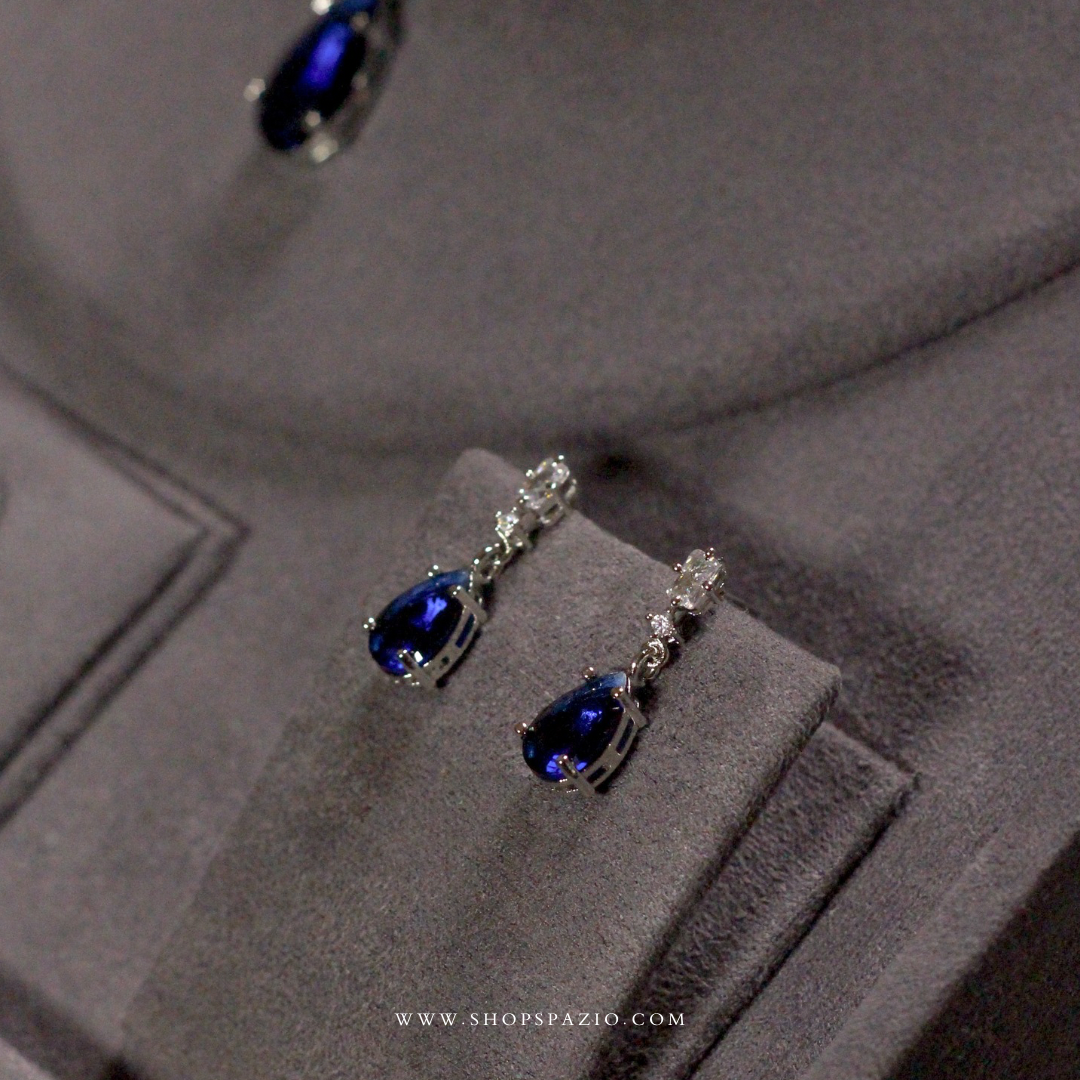 Minimal Blue Zircon Necklace Set