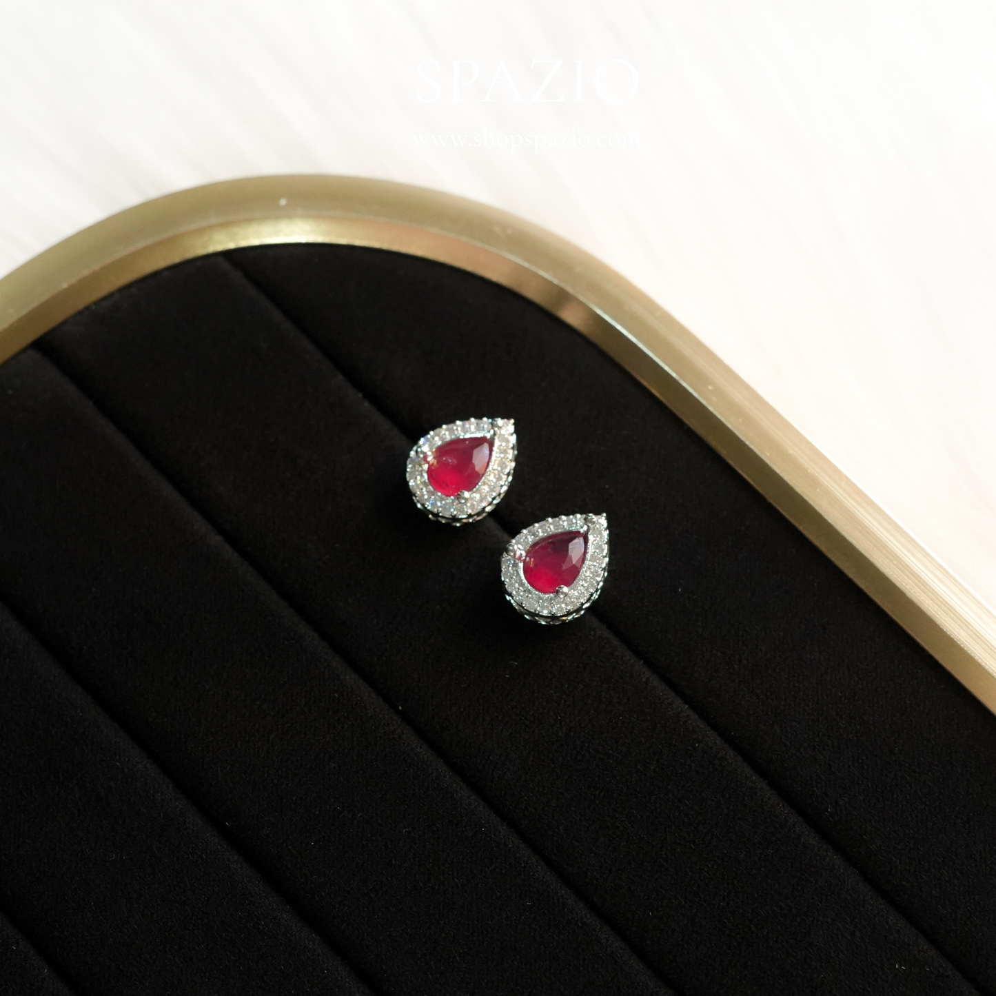 Crimson Dewdrop Studs