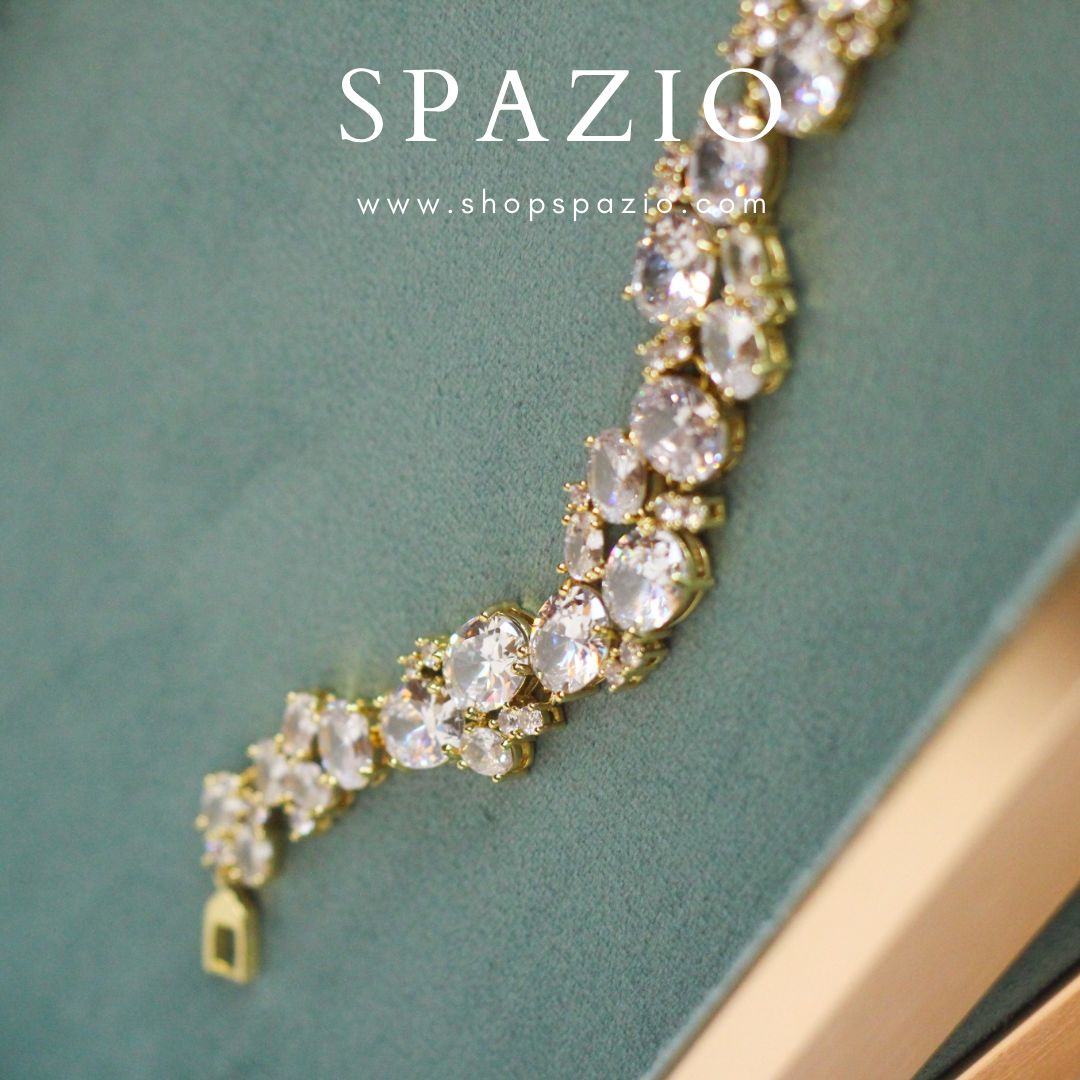 CZ Elegant Statement Bracelet-Golden