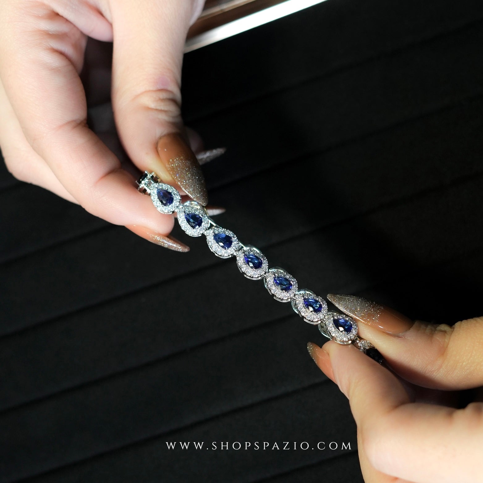 Blue Sapphire Halo Bracelet