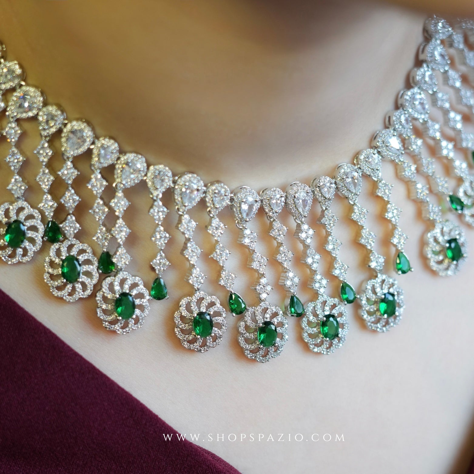 Emerald Crystal Necklace Set