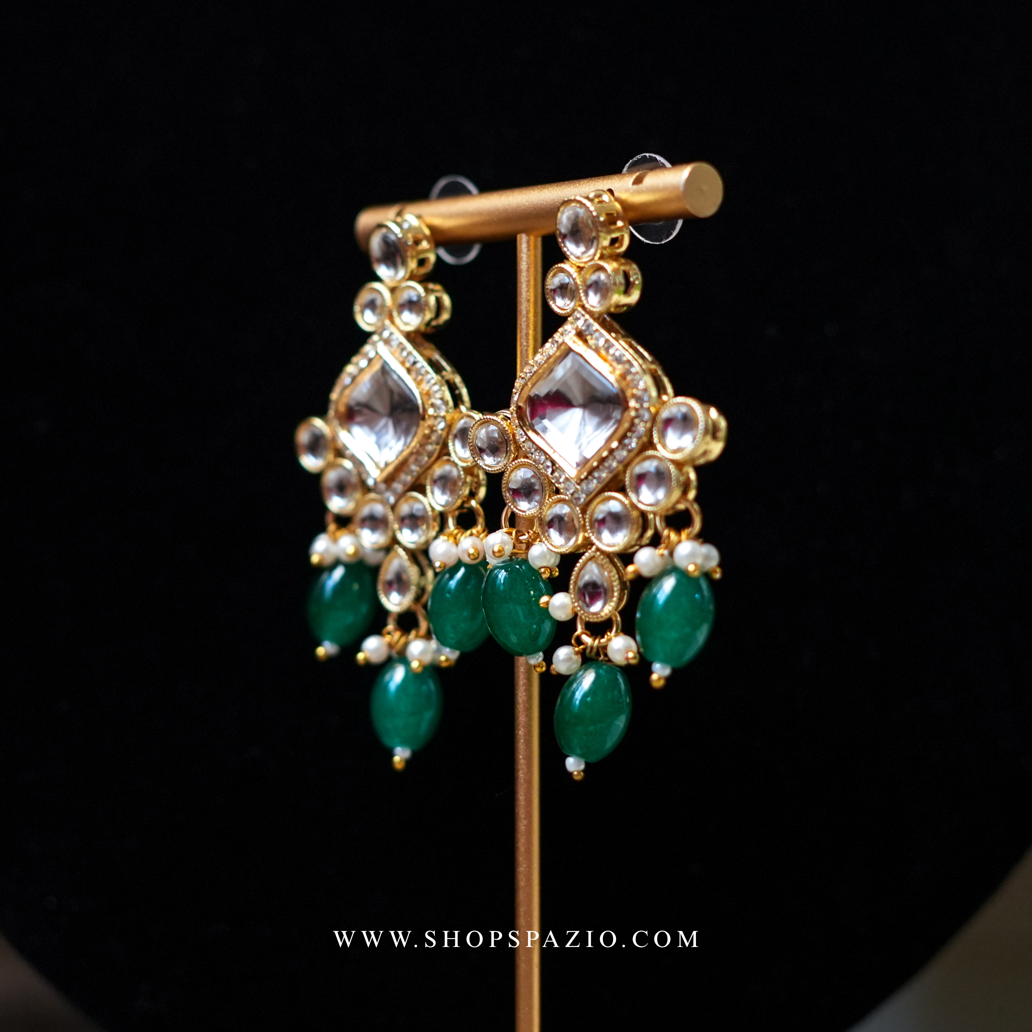 Meher Kundan Set - Green