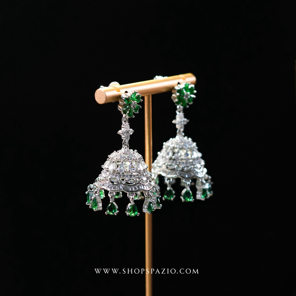 Noor Jhumki Earrings - Green