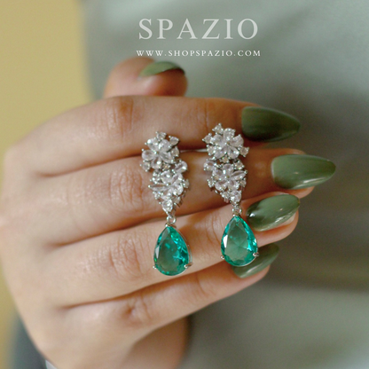 Teal Bloom Drop Earrings
