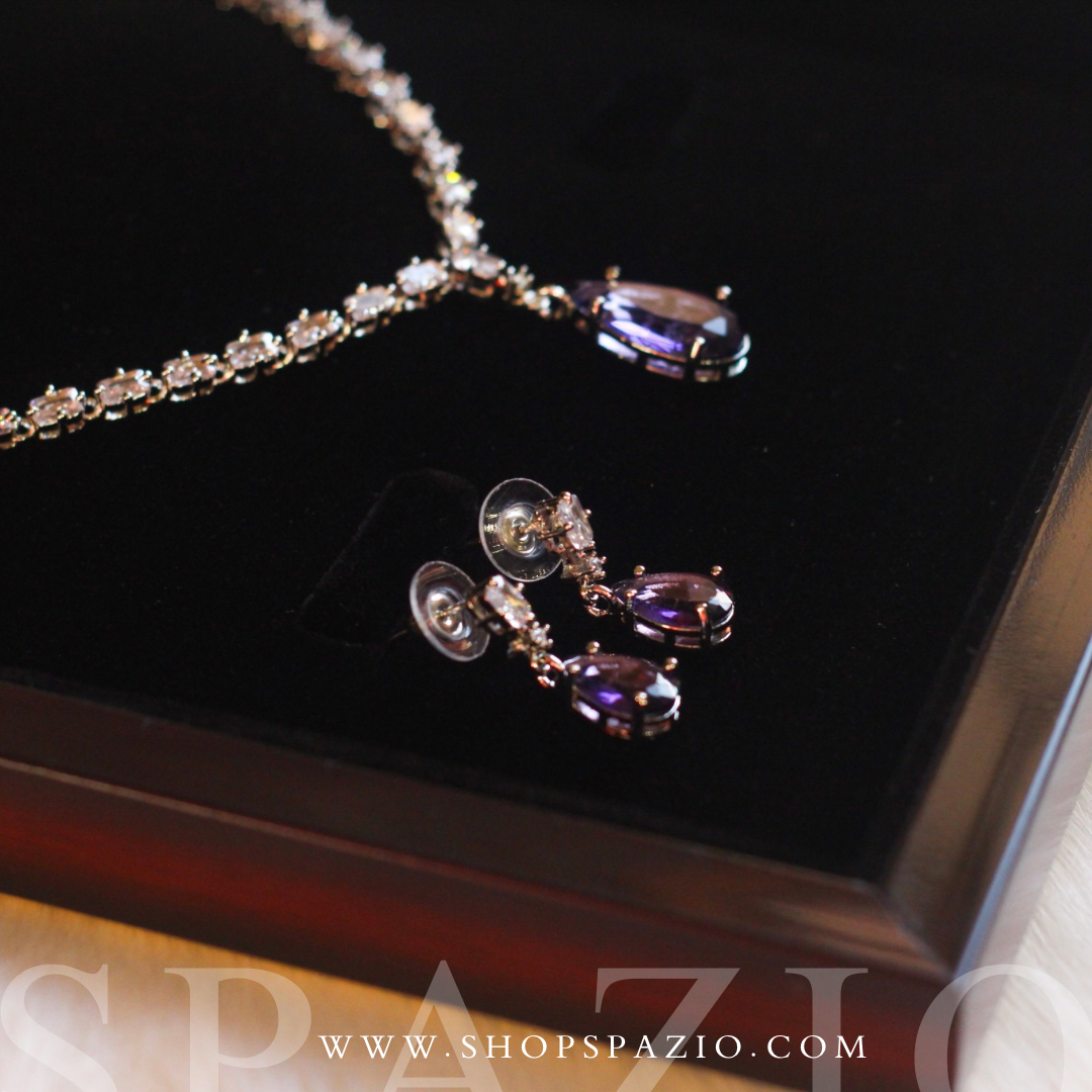 Minimal Purple Zircon Necklace Set