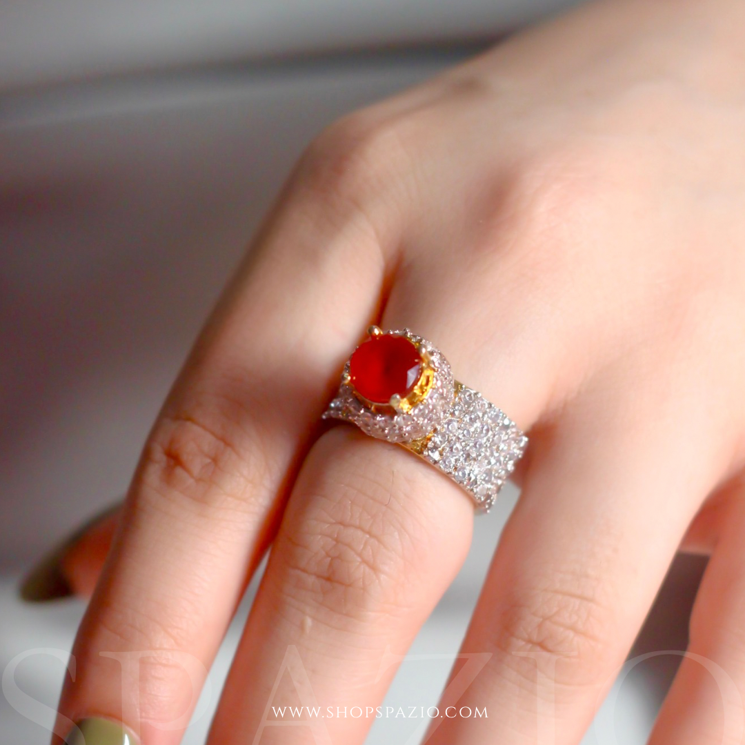 Ruby Halo Ring- Adjustable