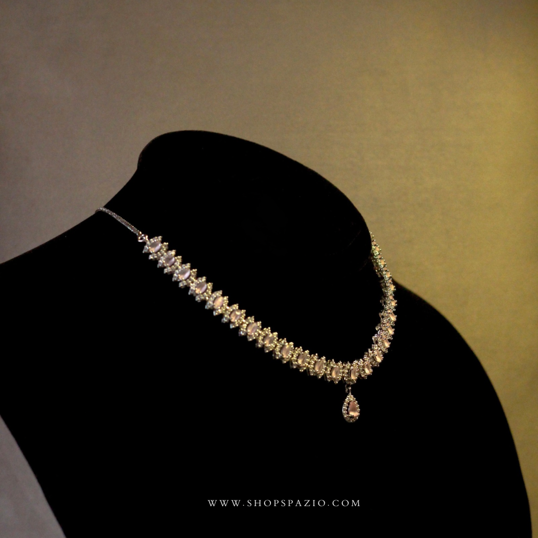 CZ Grace Necklace Set-Pink