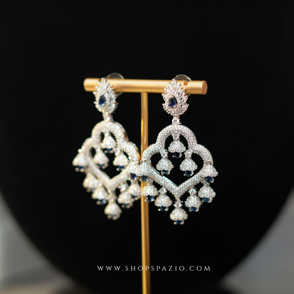 Zariya Chandbali Earrings - Blue