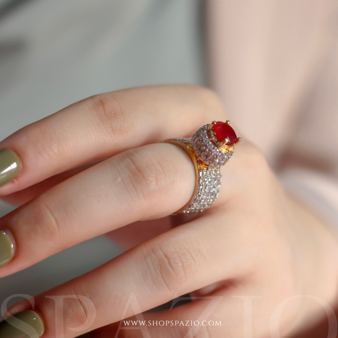 Ruby Halo Ring- Adjustable