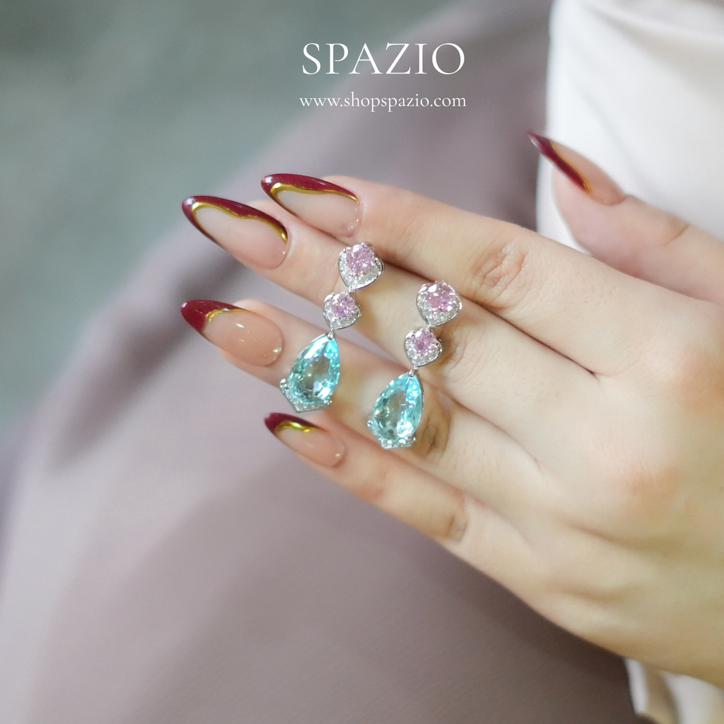 Azure Drop Zircon Earrings