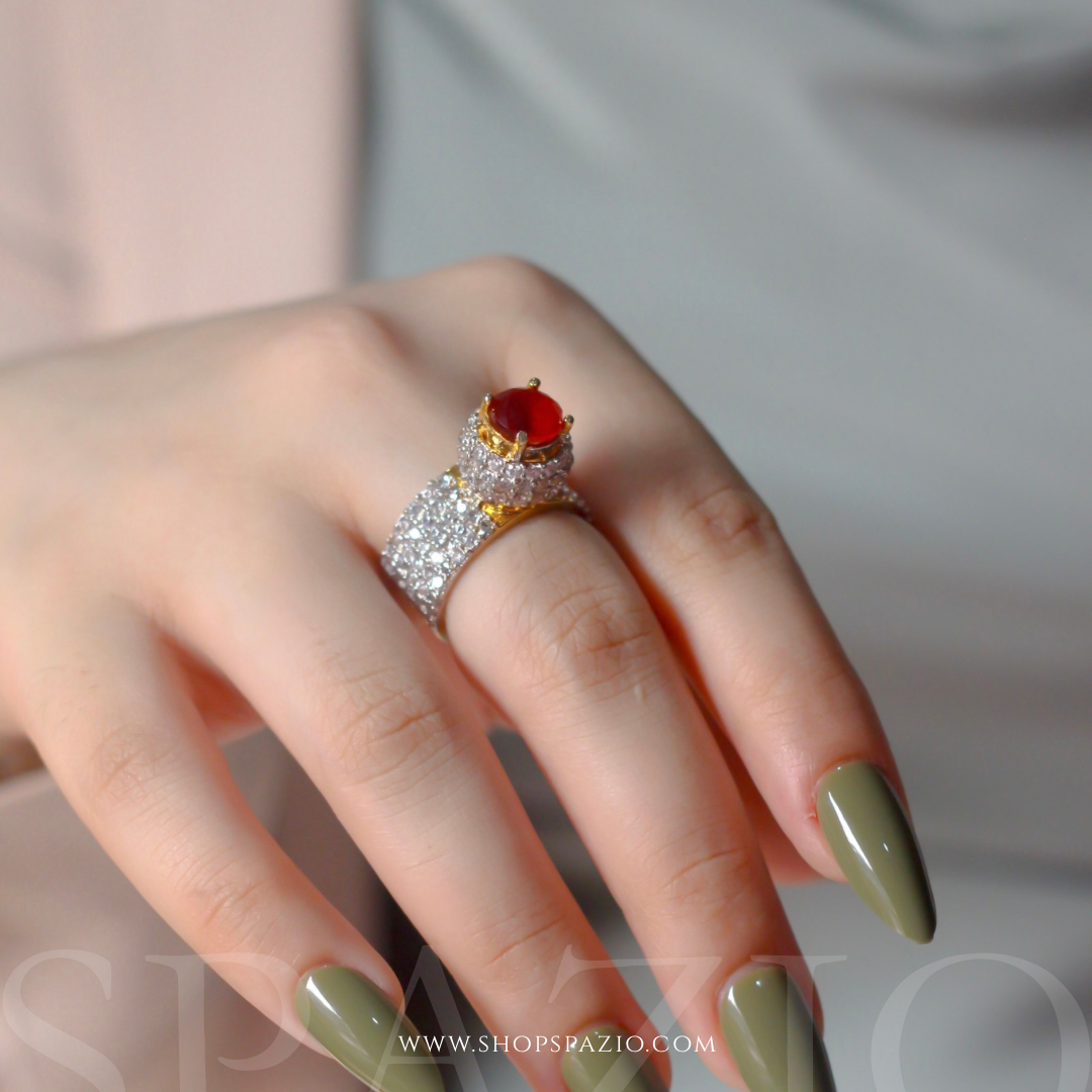Ruby Halo Ring- Adjustable