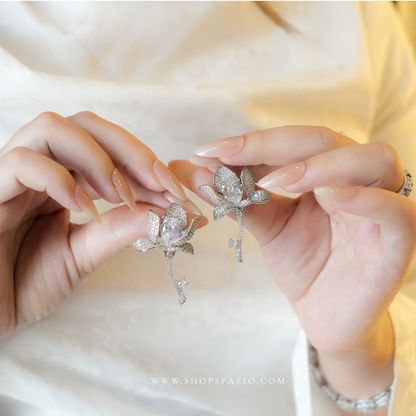 Rosé Drop Earrings - Silver