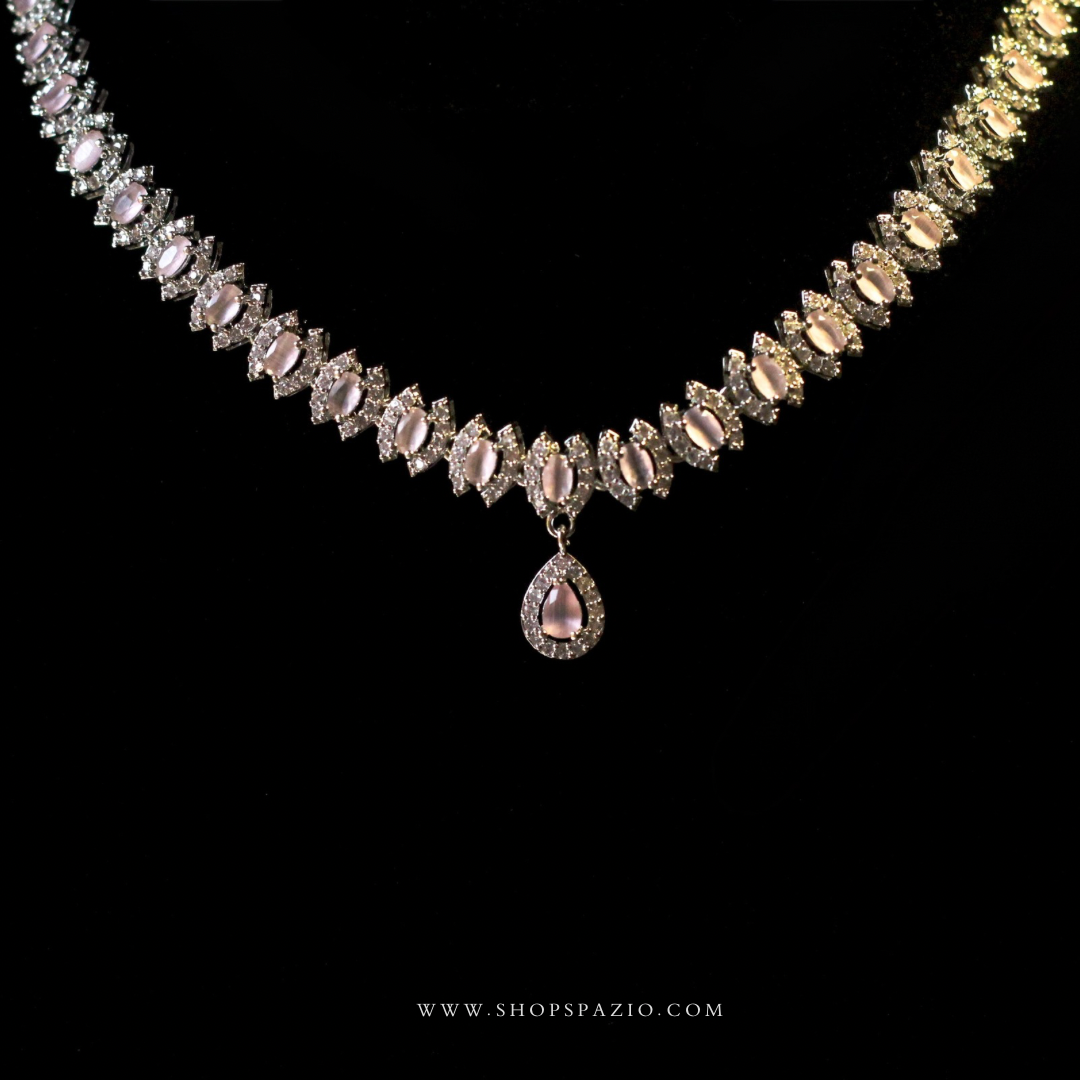 CZ Grace Necklace Set-Pink