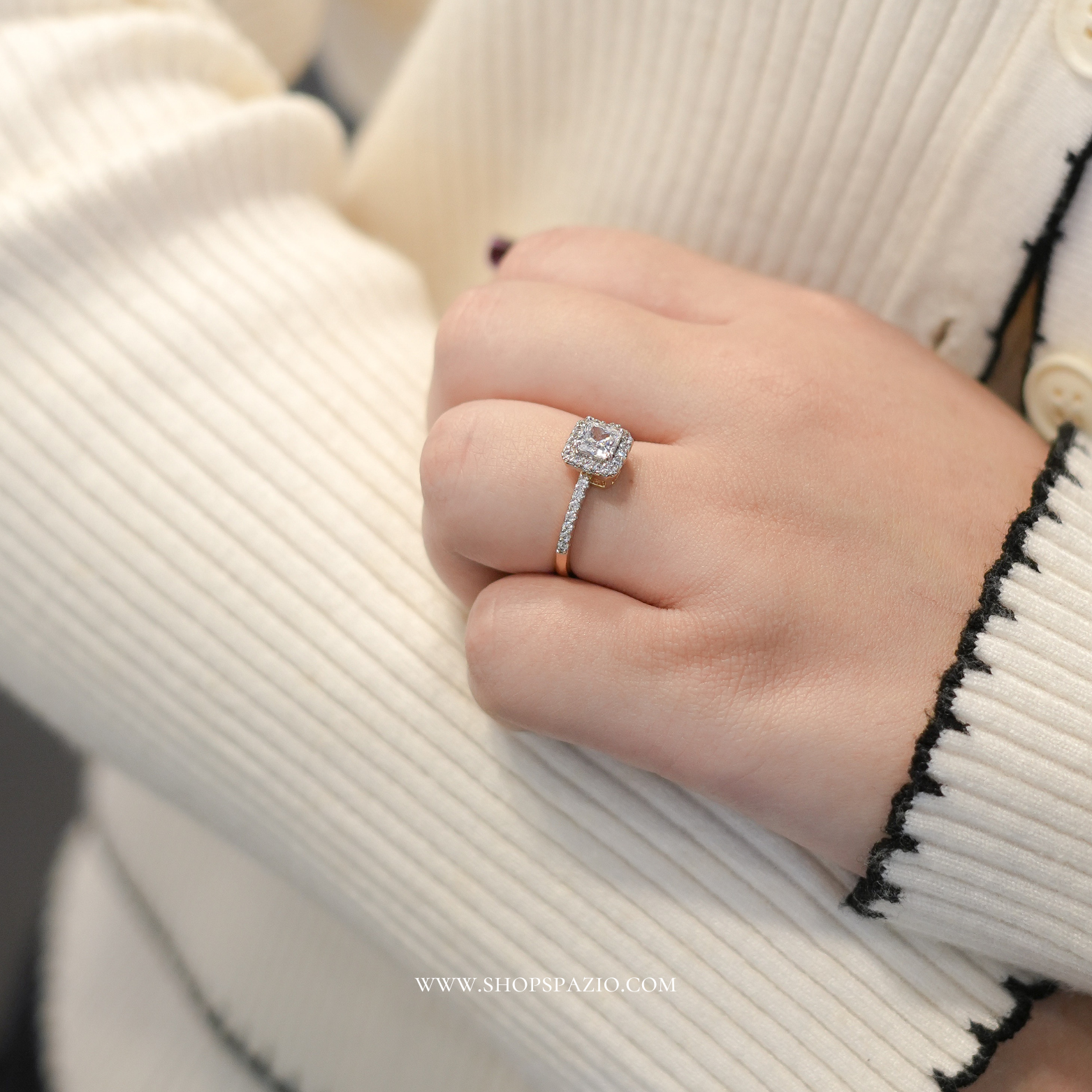 CZ Square Ring - Gold