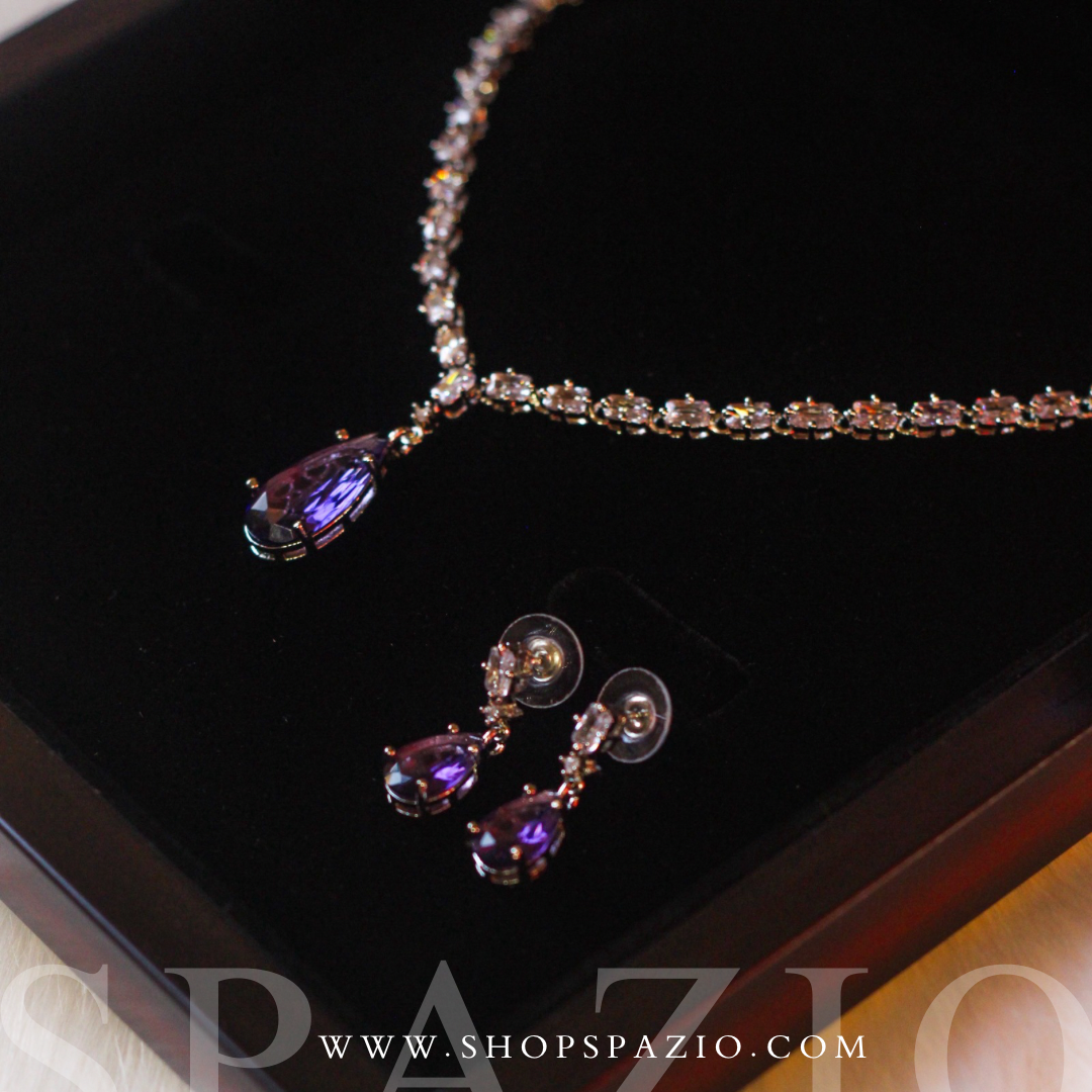 Minimal Purple Zircon Necklace Set