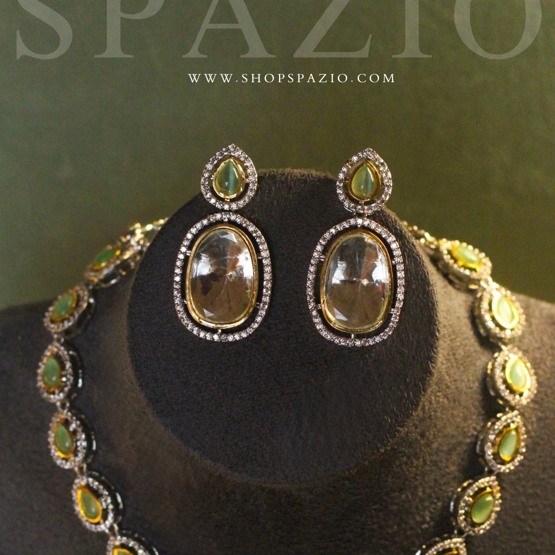 Royal Kundan Polki Set-Green