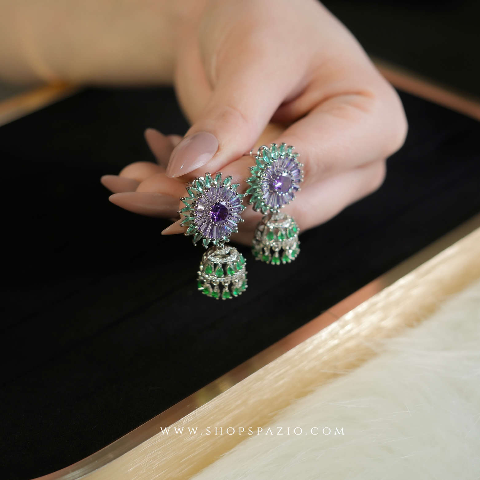 Royal CZ Jhumki Earrings