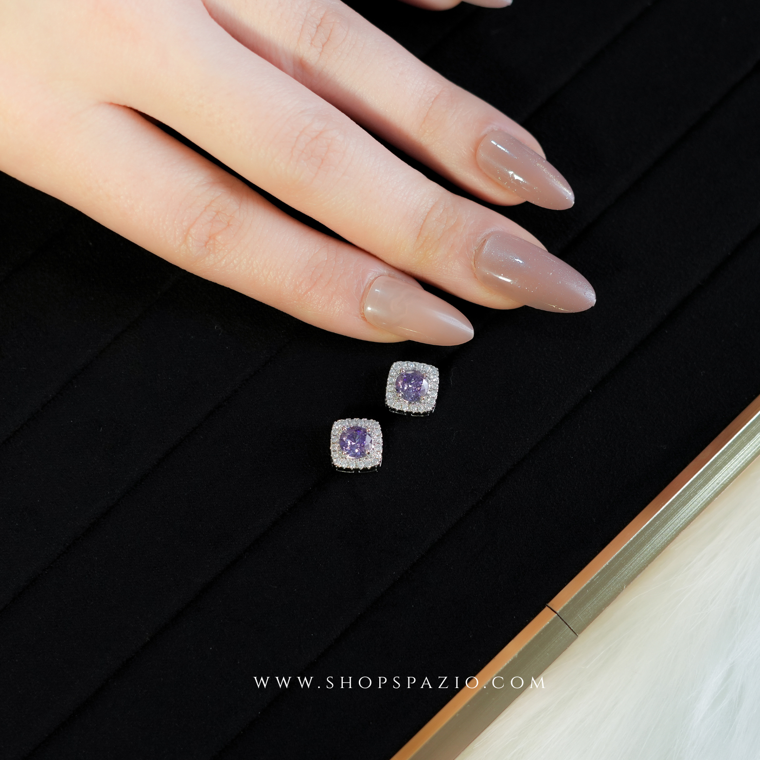 Violet Edge CZ Studs