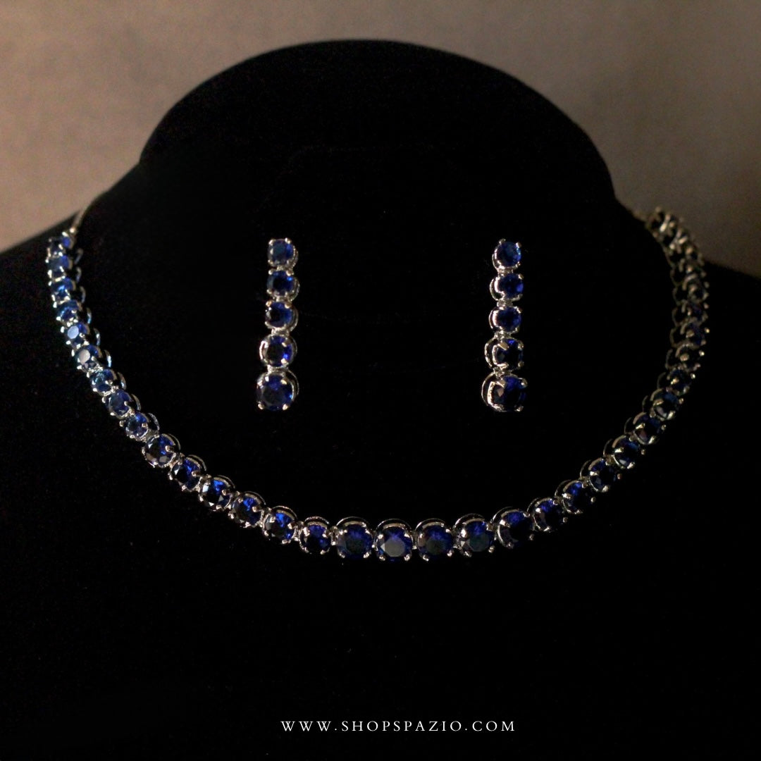 CZ Eternal Necklace Set-Blue