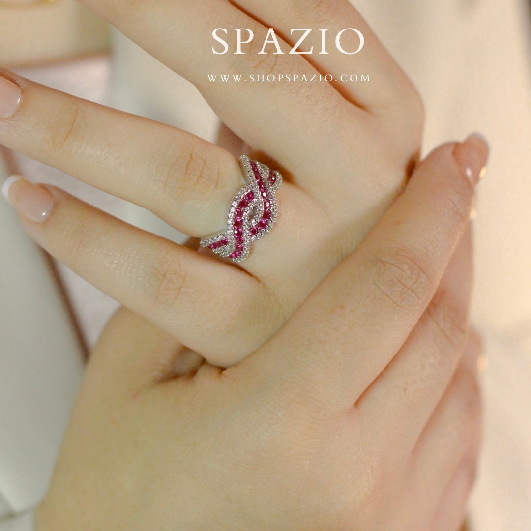Rosé Swirl Ring-Adjustable