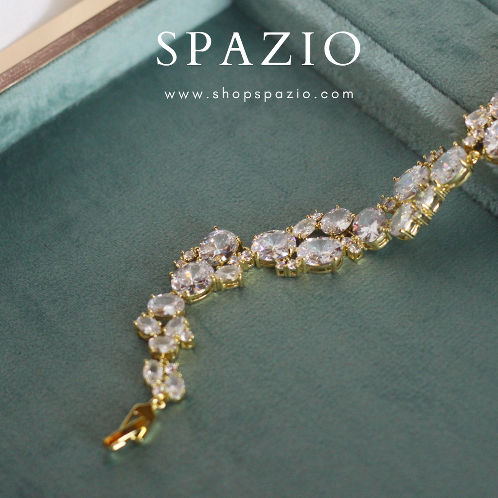 CZ Elegant Statement Bracelet-Golden