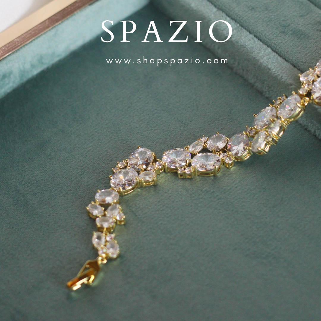 CZ Elegant Statement Bracelet-Golden
