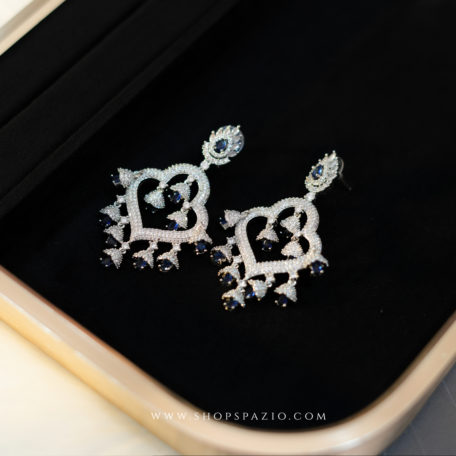Zariya Chandbali Earrings - Blue