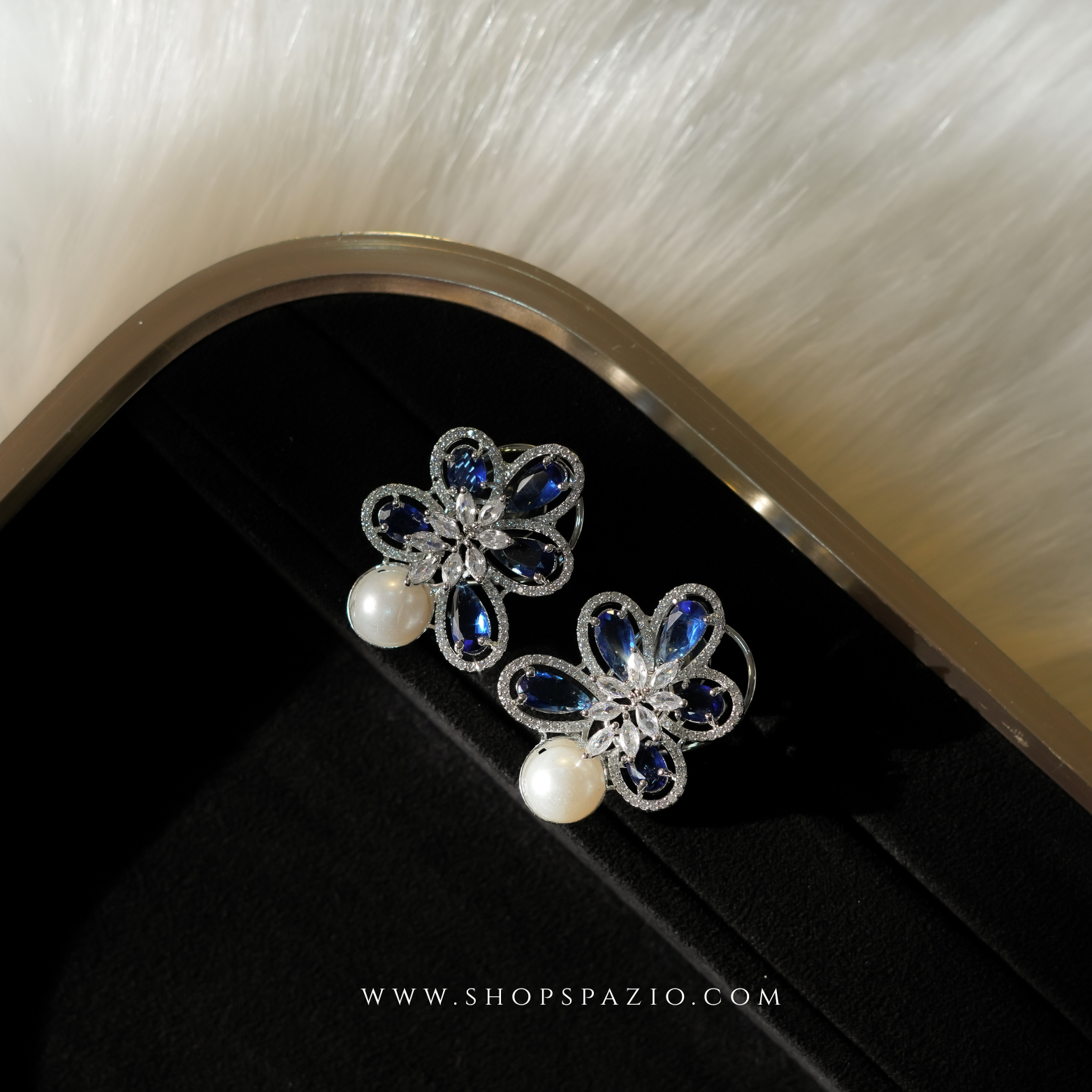 Petal Glow Earrings - Blue