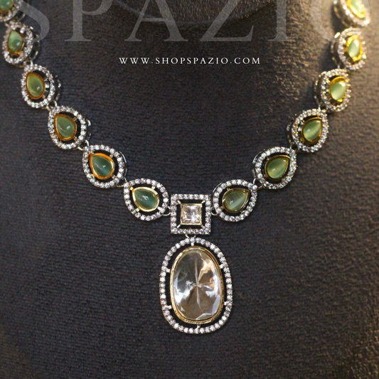 Royal Kundan Polki Set-Green