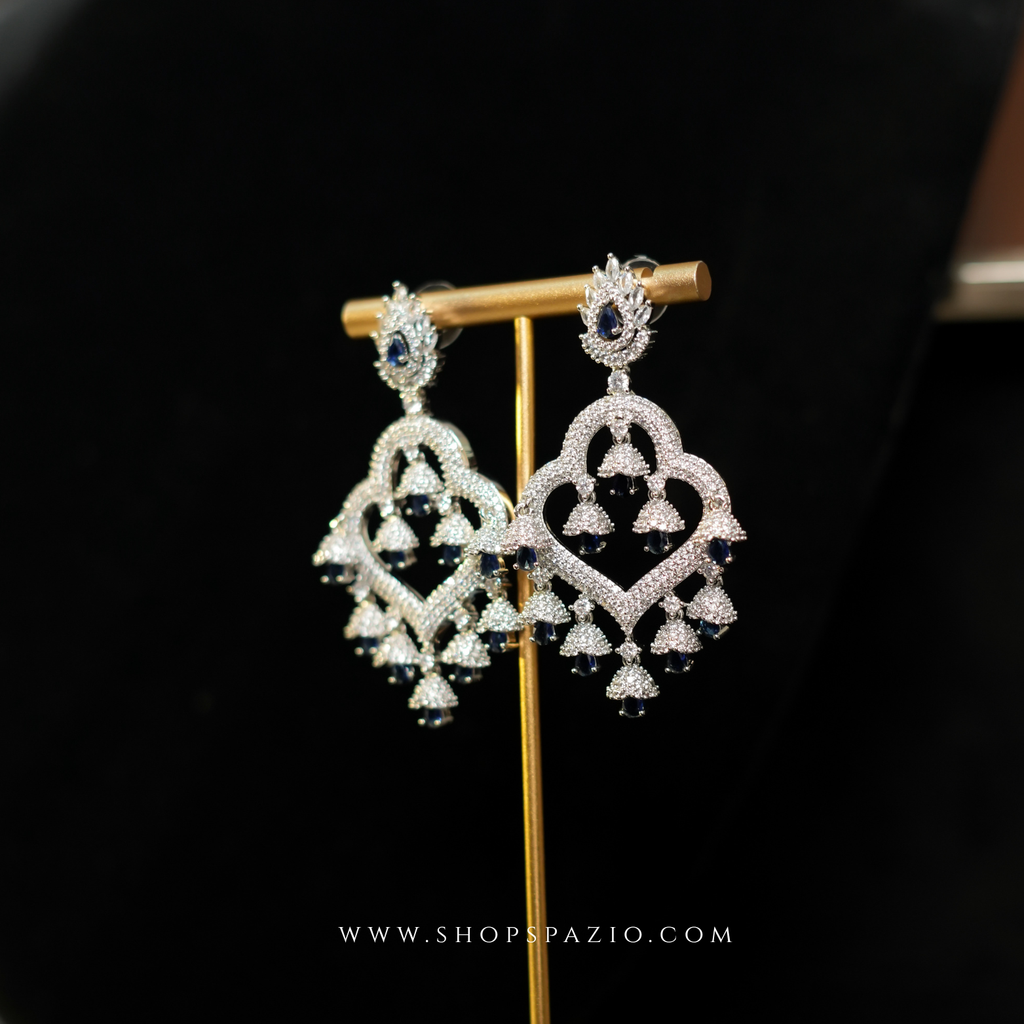 Zariya Chandbali Earrings - Blue