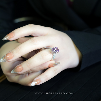 Amethyst Oval Solitaire Ring