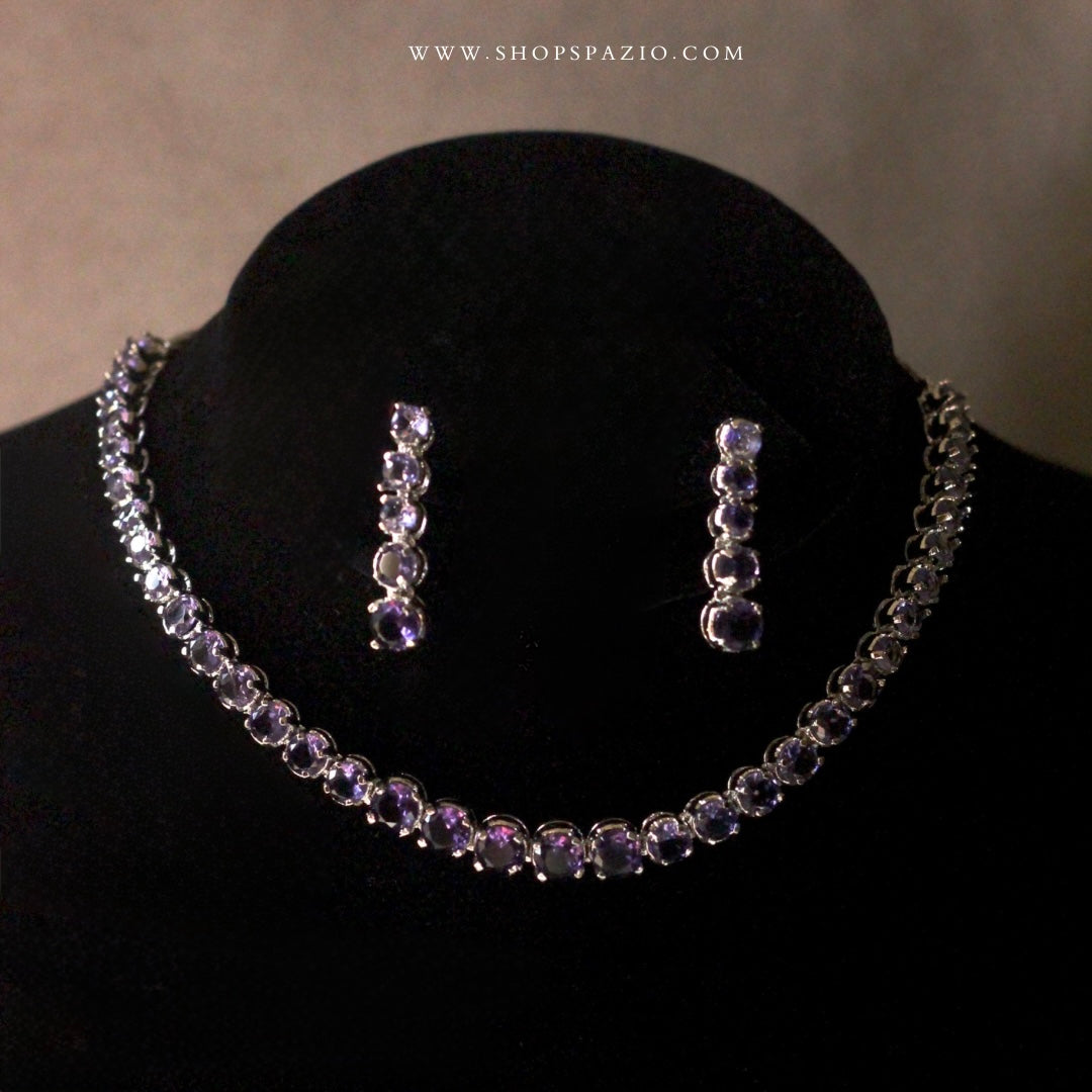 CZ Eternal Necklace Set-Purple