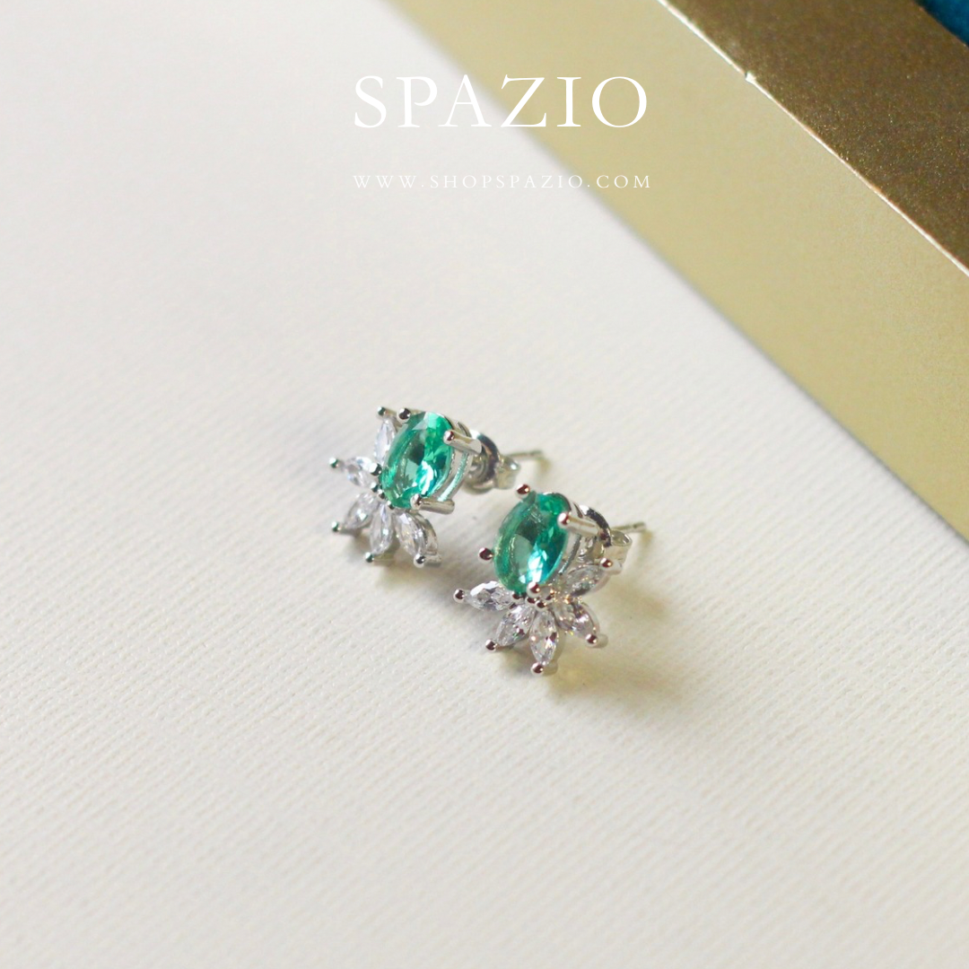 Teal Breeze Leaf Studs